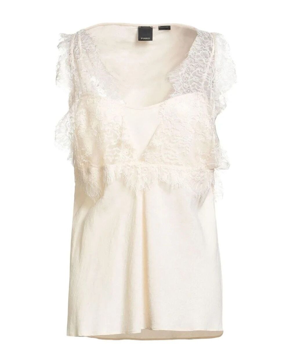 Designer Coquette Fairy Boho Romantic Silk Blend Lace Pinko Talesia Top Ivory 40
